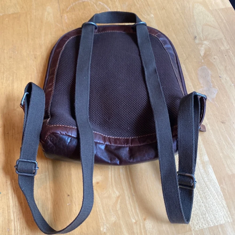 Jack Georges Genuine Leather Brown Backpack/Crossbody Bag